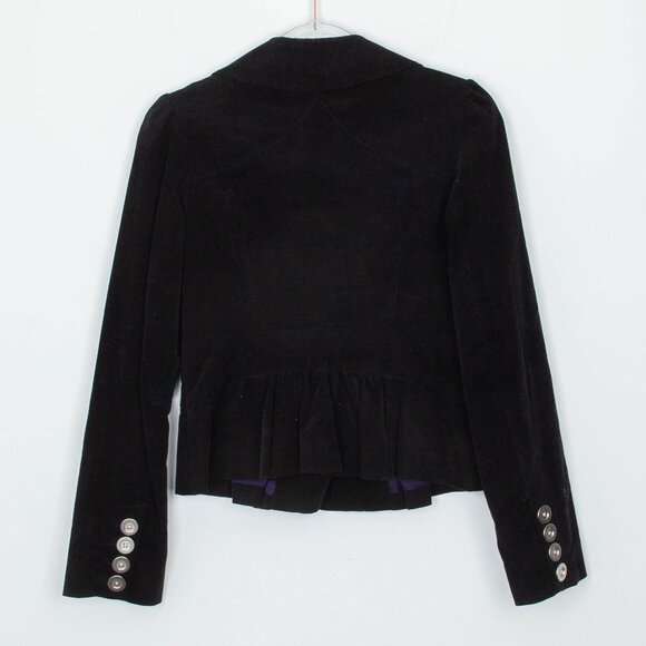 Anthropologie Floreat Edith Velvet Military Blazer Jacket Size 4 Black Goth Y2K - Picture 7 of 12